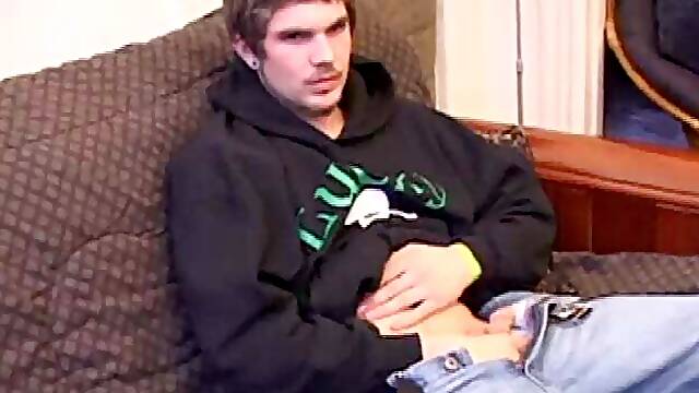 Lucky returns from the skateboard park and invites us to watch him stroke one out. He removes his pants and works on his cock as he lubes up his butt with his finger.