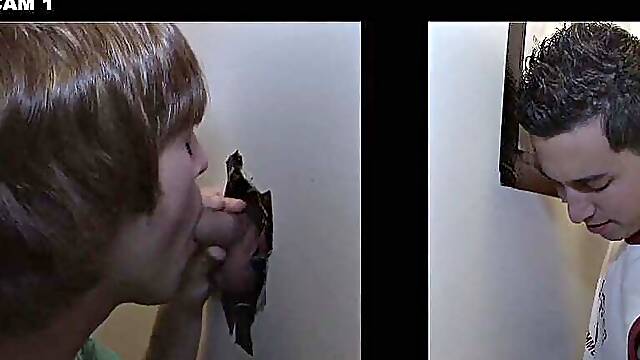Fooled str8 sucked by man in gloryhole before filling his mouth