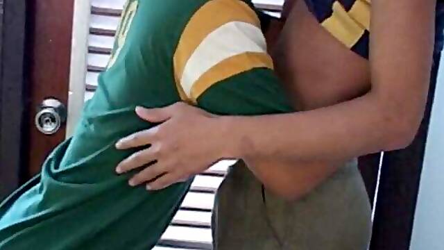 Pom peels News pants down and gently licks shaft, not long before News cock grows to full size.