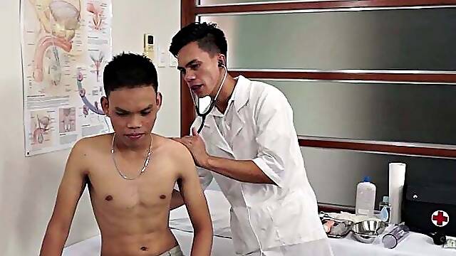 Asian twink fingered and sucked by doctor in the infirmary
