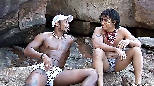 Marcelo and Rick on an island finding a secluded spot to fuck. Look in as gorgeous Rick takes Marcelos big cock up his ass.