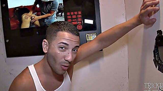 Gullible straight guy trying gay gloryhole