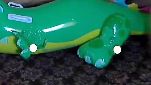 Twink Rides His Inflatable Alligator Sex Toy