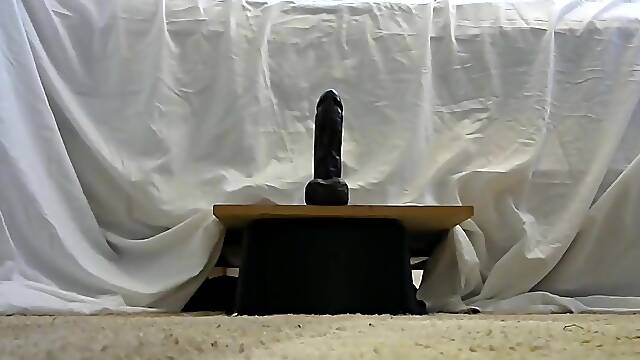 Crossdresser Takes BBC Dildo Wearing Dress &amp; Heels