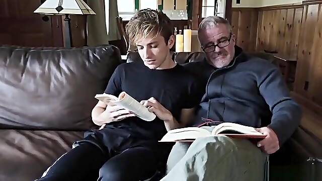 Stepdad and stepgrandpa spitroast curious teen 18+ bareback