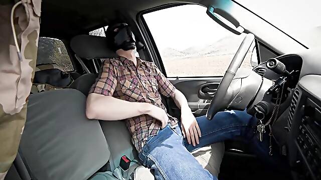 Military Alpha Soldier Fucks Himself With Dildo In Truck While In Public