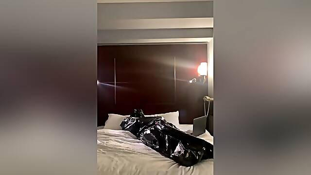 Self Bondage Breathplay In Plastic Bag Cum