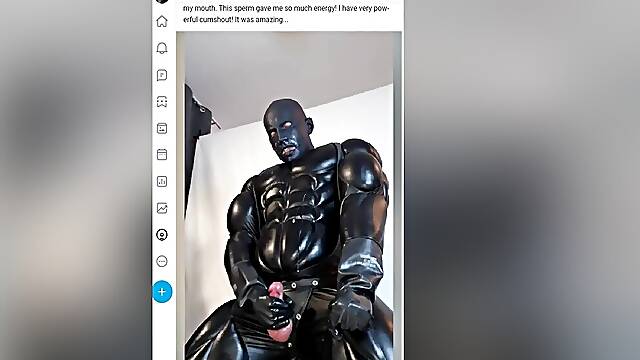 I Jerk Of My Dick, Lubricating It With Cum, In My Leather Uniform. I Have A Powerful Cumshot