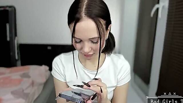 Small tits brunette skinny very pretty web teen babe