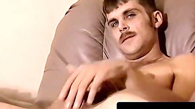 Tatted pale dude jerks off till explosive cum geyser