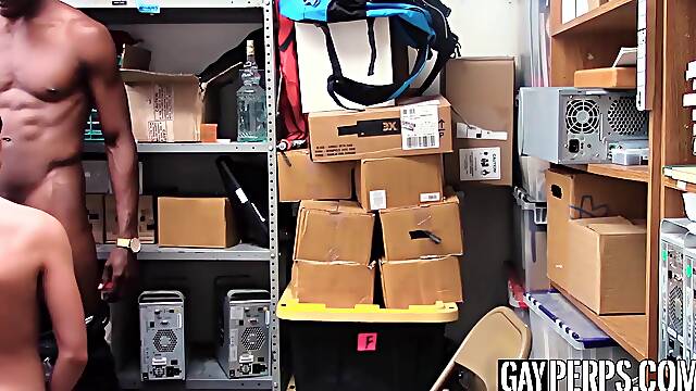 Latino twink thief cum sprayed after interracial bareback