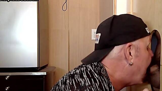 Gloryhole mature gay sucks BF cock at home till cum in mouth