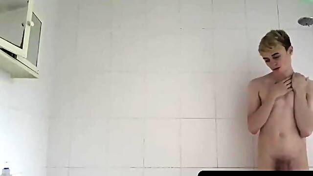 BoyDesire.com - Twink in jockstrap Harry Alexanders wet and wild shower jack off