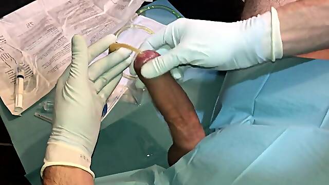First Time painful catheter insertion peehole cumshot x