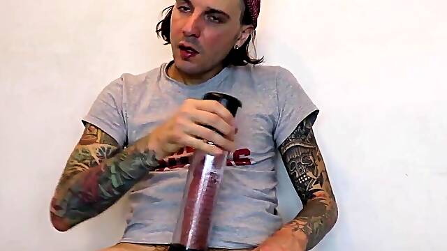 RealAltGuys.com - Inked punk amateur enjoys solo jerk off then fucks his favorite sex toys