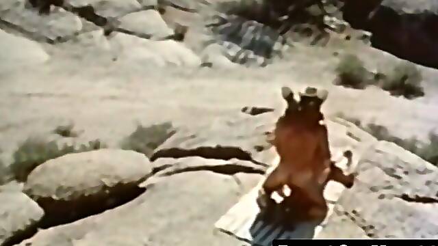 Retro cowboys have a raw outdoor bareback sex session