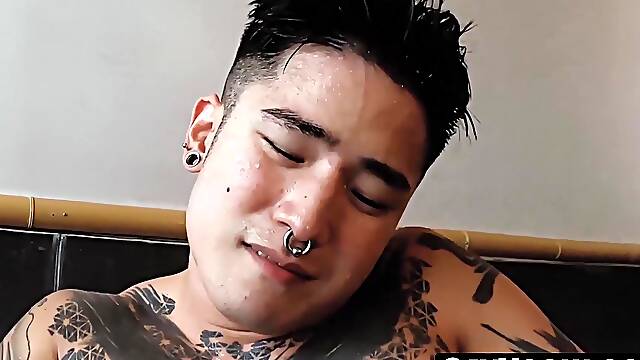 Watch Japanese hunk Yoshi Kawasaki pound his ass with tentacle toys in kinky fetish session