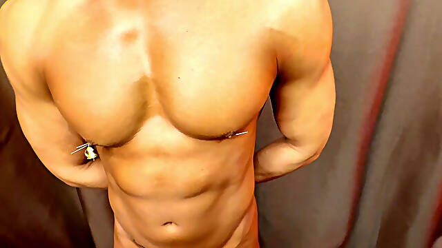 Pierced nipples , muscle builder gets the rough treatment as he endures a kinky session!