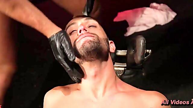 Sharok In Red Latex Blows Chance Summerlin Blindfold Wall Bondage Then Wet Cloth Chair