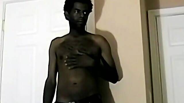 Hairy black guy jerks off his amazing cock