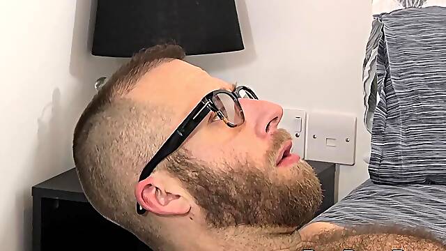 Horny teen Hunter Dickson rides sexy glasses wearing hunk