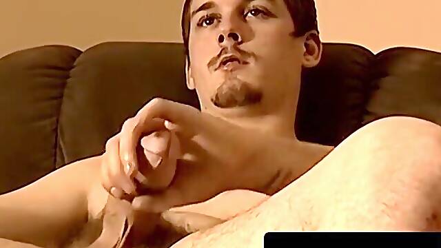 Tattooed glasses amateur vigorously milks thick meat