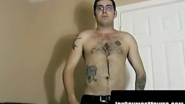 Amateur erupts cum after furious solo fist pumping