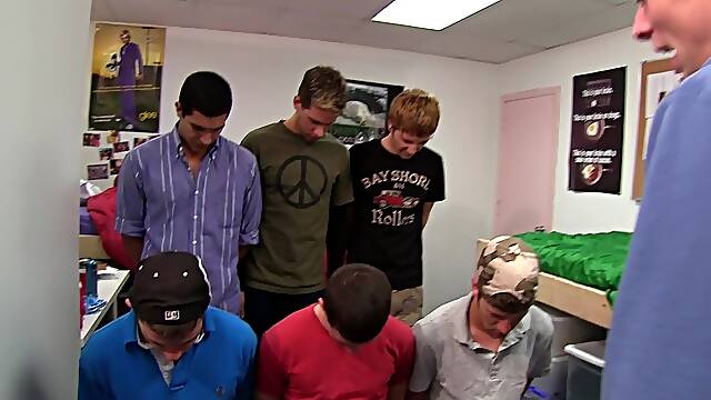 Guys suck big dicks and get butt fucked in a dormitory
