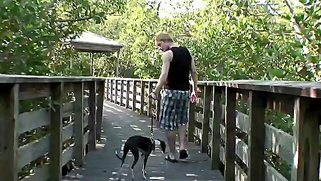 Cute gay guy with short red hair sucking a stranger's big cock