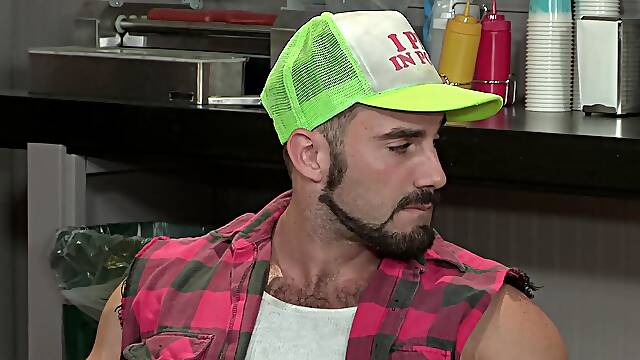 Gay trucker dude fucks and sucks a stranger at a truck stop