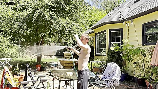 Indeed close ally took me to the shower after that guy watered my garden