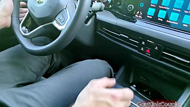 Cum Stained Shirt three Risky Car Joy