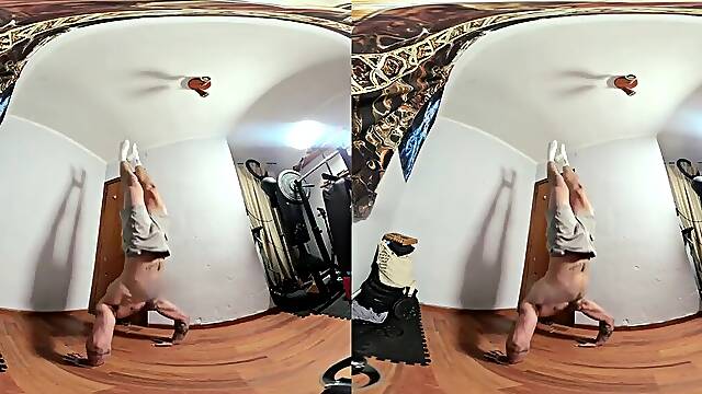 Ep 31 VR Teaser - Pornasthetics pt2 - Dad Teaches you How to Bodyweight Teach -Solo Hunk Nude,Schlong Tease,Stretching & Large Cum End - Full on my Website