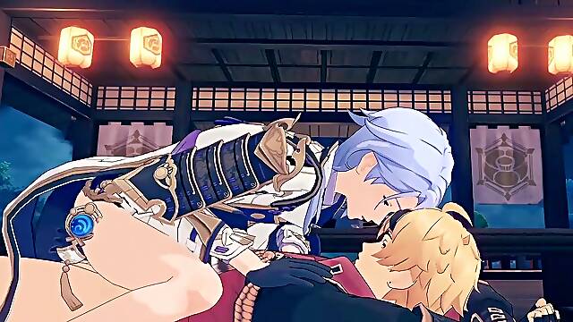 Ayato Rides Thoma Romantically - Genshin Impact Queer Anime