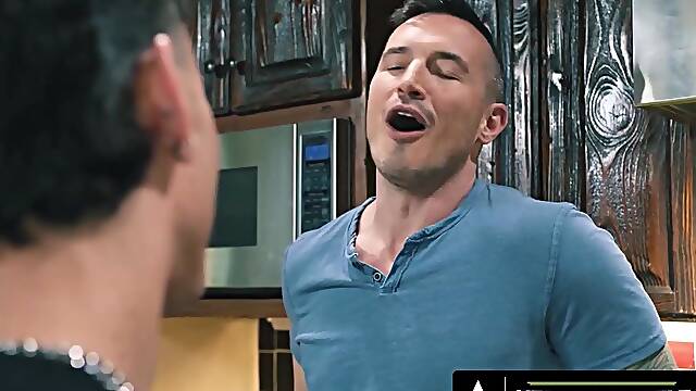 HETEROFLEXIBLE - Dude Siren Santiago Comforts Lonely Stepdad Derek Kage Then Bows Over To Get BRED