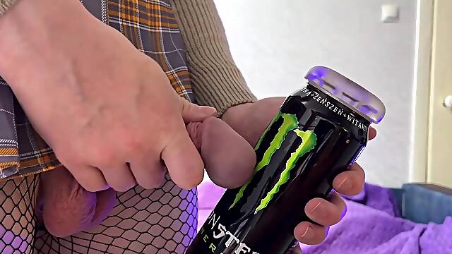 Femboy screws a monster can
