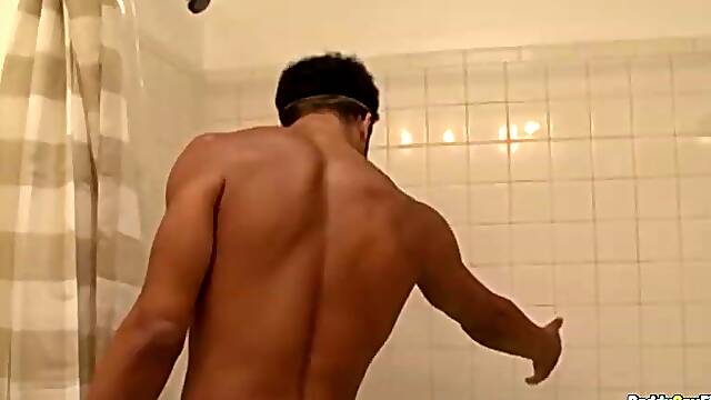 DaddySexFiles: Hayden Taylor Bangs His Constricted Gap With A Large Sex tool In The Shower