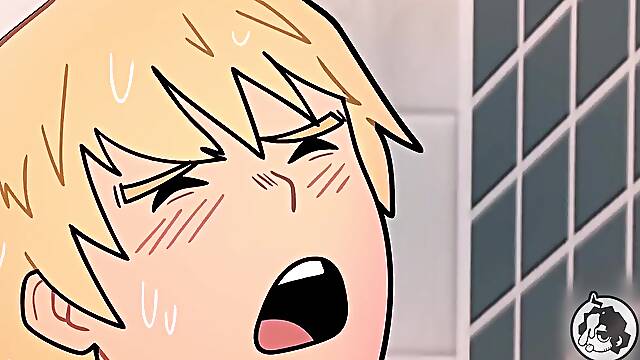Tamaki vs Mirio in the gym shower, homo porn version of the hentai my hero academia.