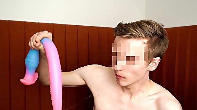 Mischievous teen throating - meaty dildo deep in troat by cute teen