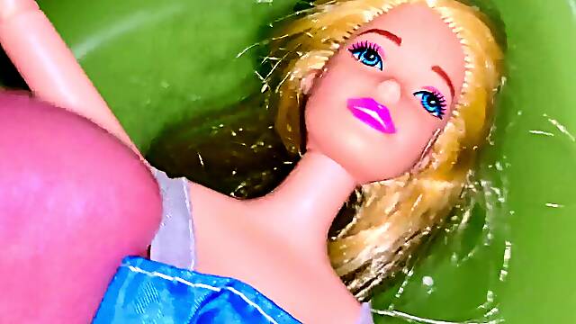 Puny Penis Cumming And Pissing On A Barbie Doll - golden shower On Doll