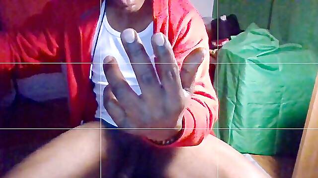 Busting My gigantic ebony creamy nuts for you - cum in my hands made for your throat