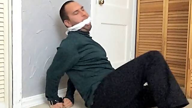 Trussed up and Sockgagged in a Turtleneck