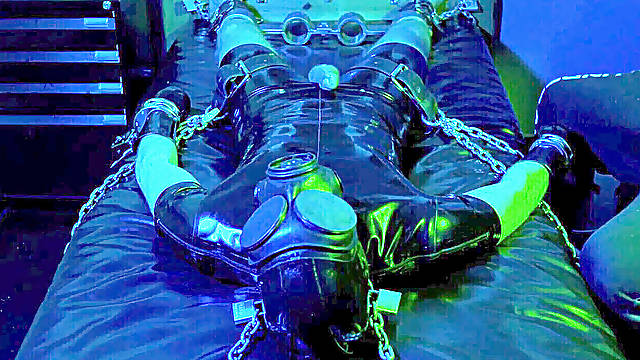 Spandex man bondage and cumcontrol