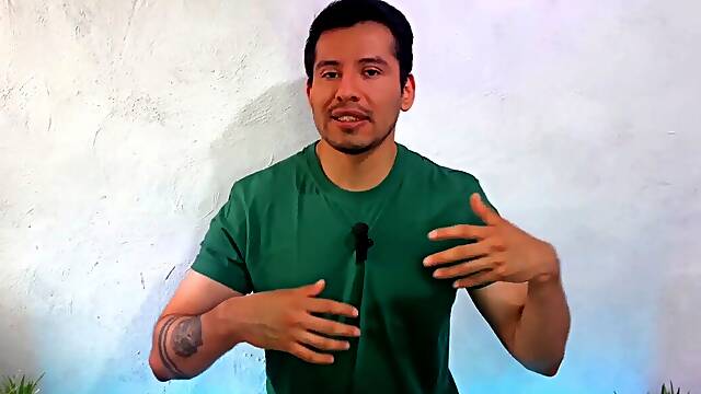 Young fellow pounds his curious muscled instructor