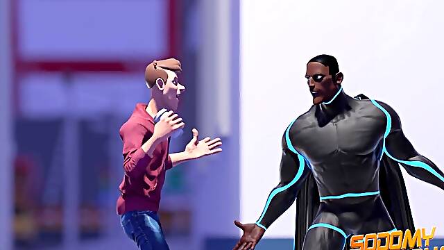 SodomySquad - big black cock Superhero thrusts His shaft In His Own Ass For A Good Self Fucking
