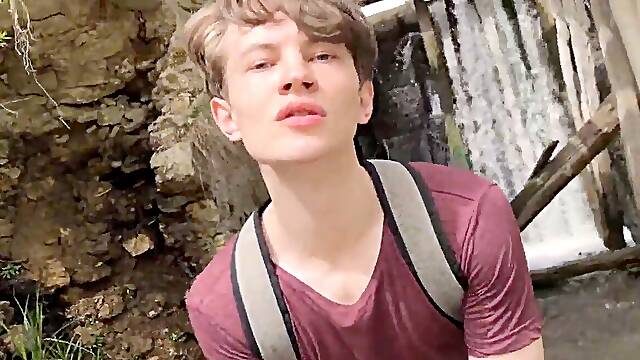 Hot Hunk Jerking his fat dick (23cm) in Public Place near the Dam teenager Boy