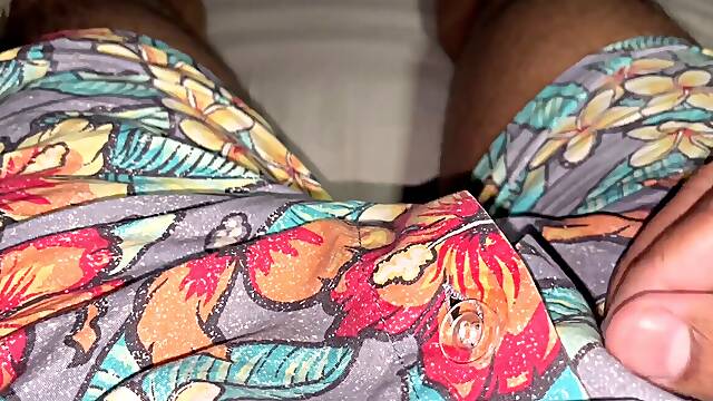 My husband frolicking with his brown cock and ending up with a cumshot in slomo. Creamy white cumload oozing out.yummy yummy