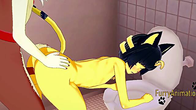 Unshaved Yaoi hentai 3 dimensional Yiff - Egyptian cat is fucked by a dog in toilet