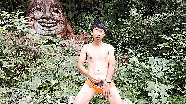 Boy cum masturbation nice outdoor woods
