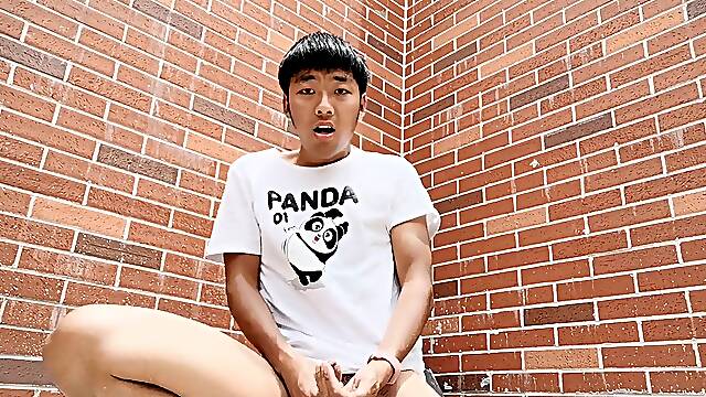 China boy jizz onanism nice university library the roof